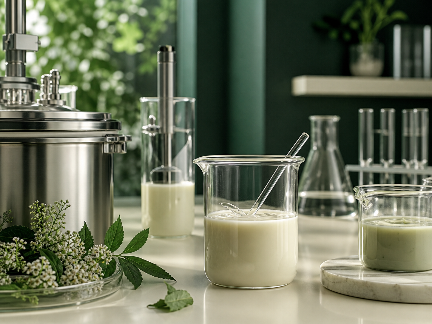 Modern botanical cream formulation research environment