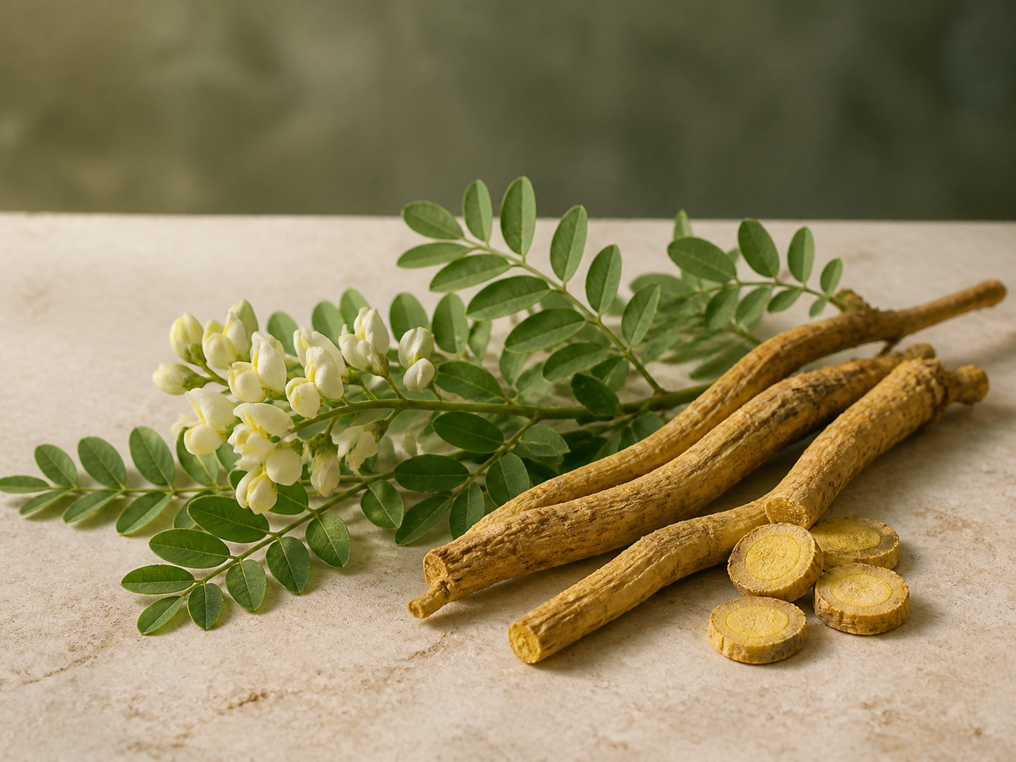 Kushen, Sophora flavescens botanical flowers and prepared yellow roots